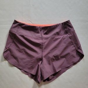 Athleta Run With It 3" Short Purple Coral Zipper Pocket Womans Size Small